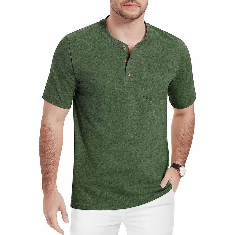 Men's Slim Fit Short Sleeve Sun Protection Henley Shirt 16