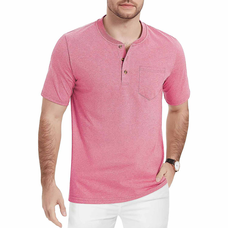 Men's Slim Fit Short Sleeve Sun Protection Henley Shirt 17