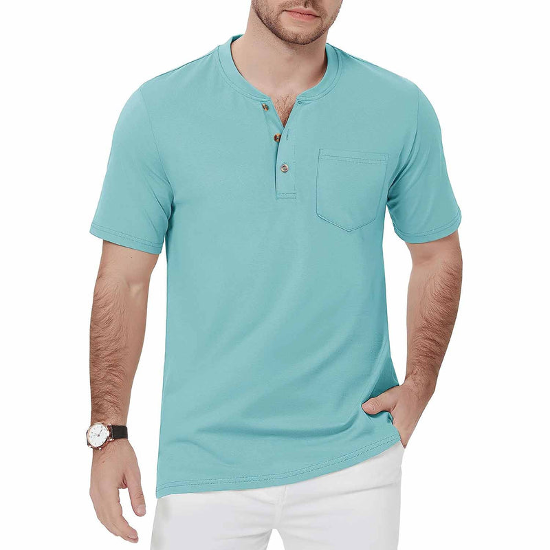 Men's Slim Fit Short Sleeve Sun Protection Henley Shirt 18