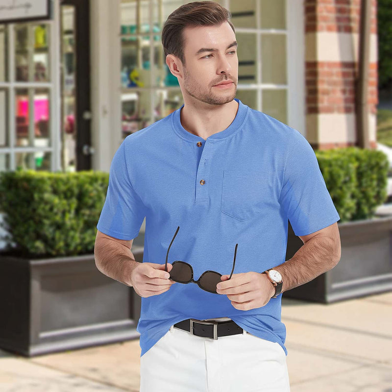 Men's Slim Fit Short Sleeve Sun Protection Henley Shirt 1