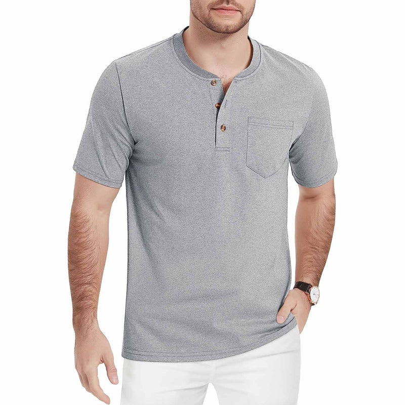 Men's Slim Fit Short Sleeve Sun Protection Henley Shirt 20