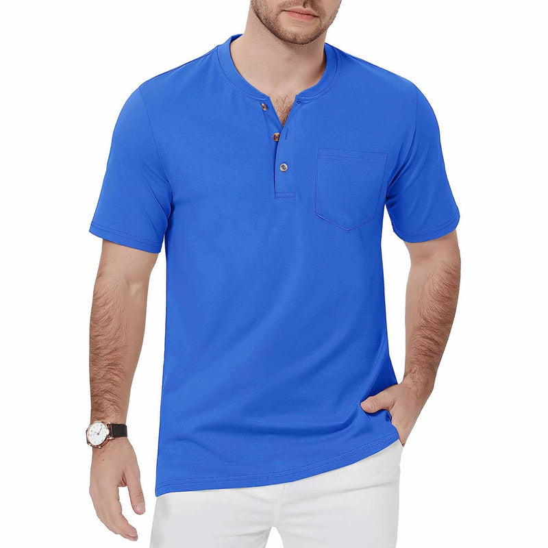 Men's Slim Fit Short Sleeve Sun Protection Henley Shirt 21