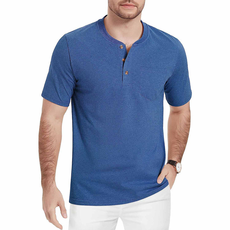 Men's Slim Fit Short Sleeve Sun Protection Henley Shirt 22