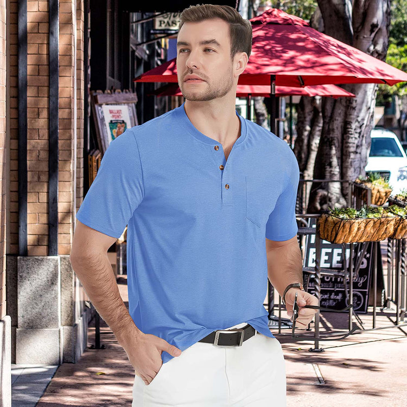 Men's Slim Fit Short Sleeve Sun Protection Henley Shirt 2