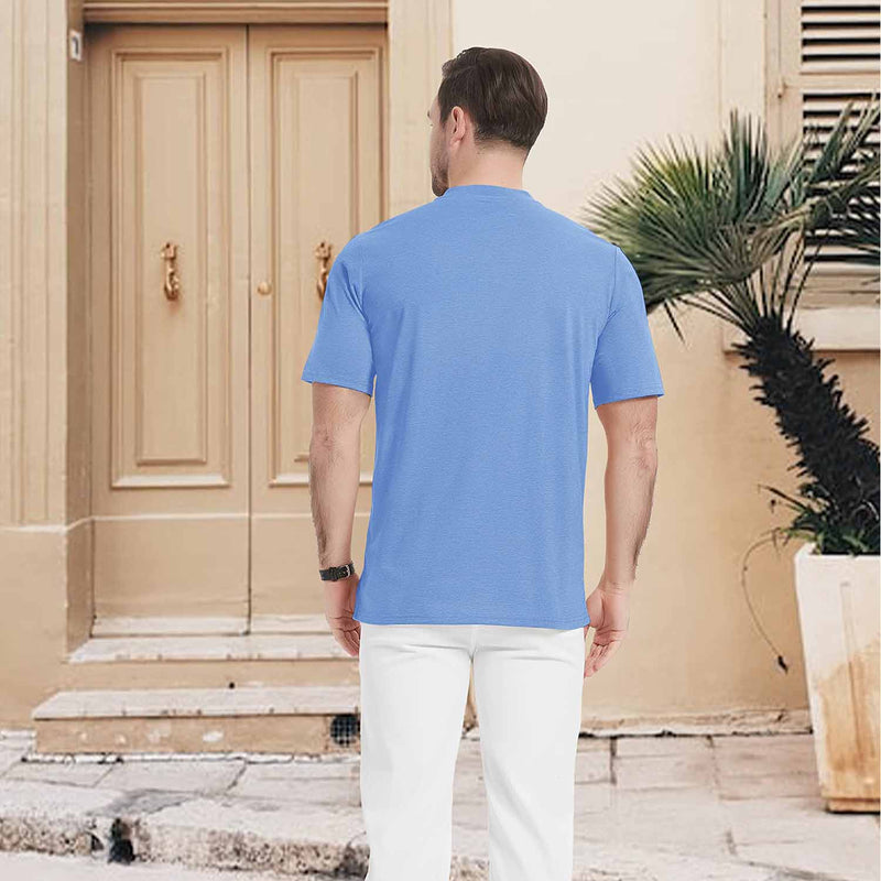 Men's Slim Fit Short Sleeve Sun Protection Henley Shirt 3
