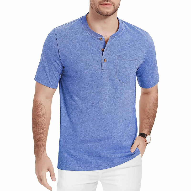 Men's Slim Fit Short Sleeve Sun Protection Henley Shirt 4