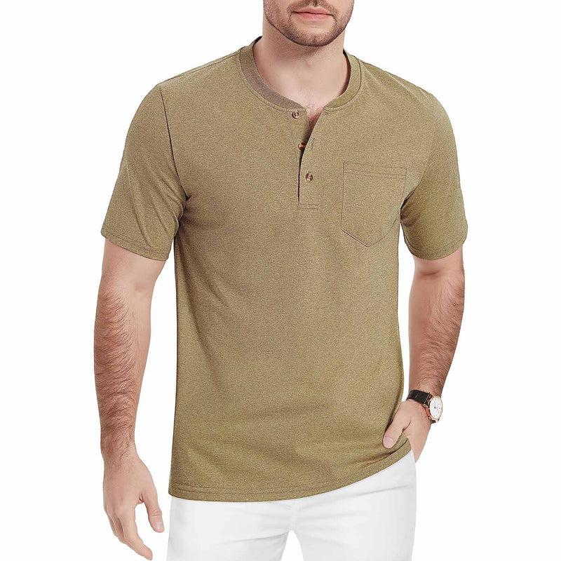 Men's Slim Fit Short Sleeve Sun Protection Henley Shirt 5