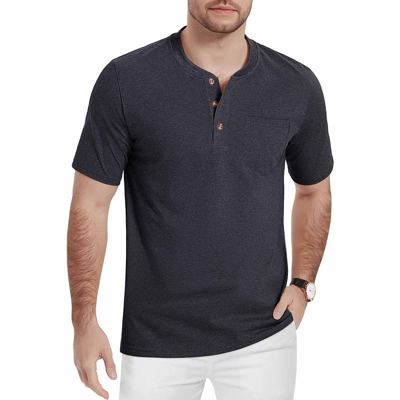 Men's Slim Fit Short Sleeve Sun Protection Henley Shirt 6
