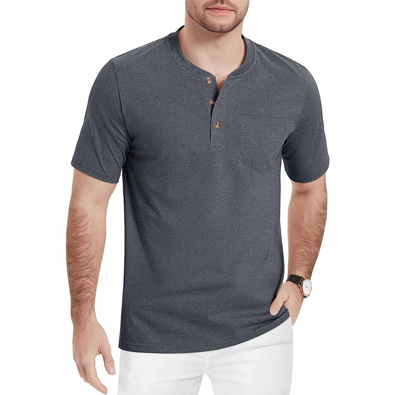 Men's Slim Fit Short Sleeve Sun Protection Henley Shirt 8