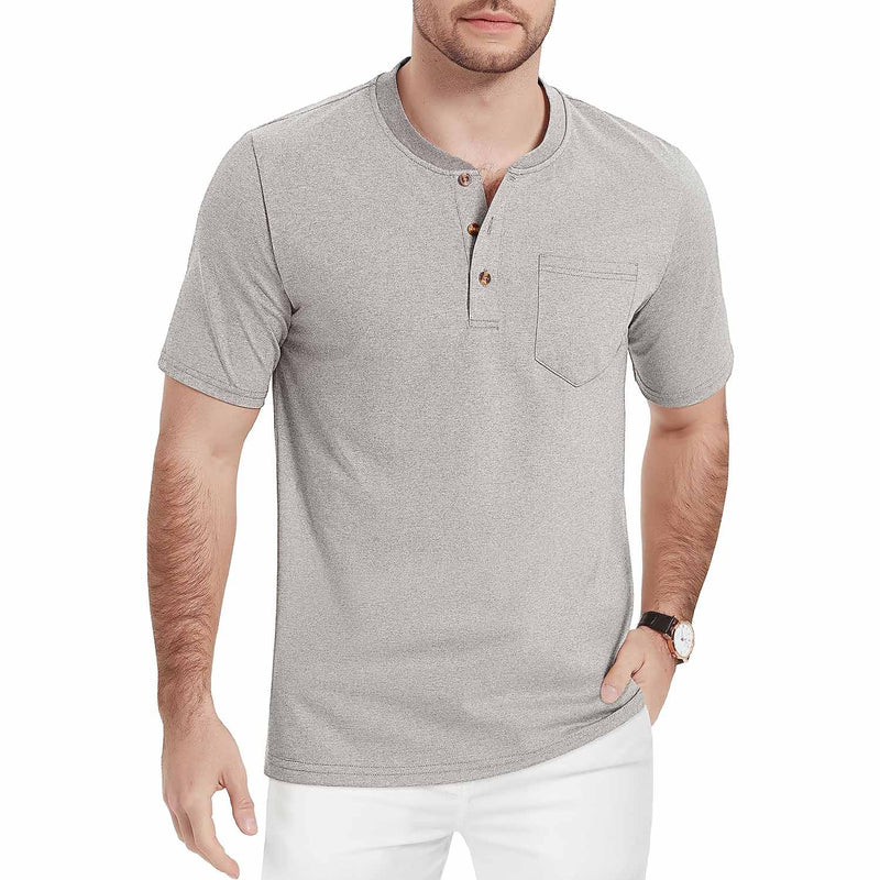 Men's Slim Fit Short Sleeve Sun Protection Henley Shirt 9