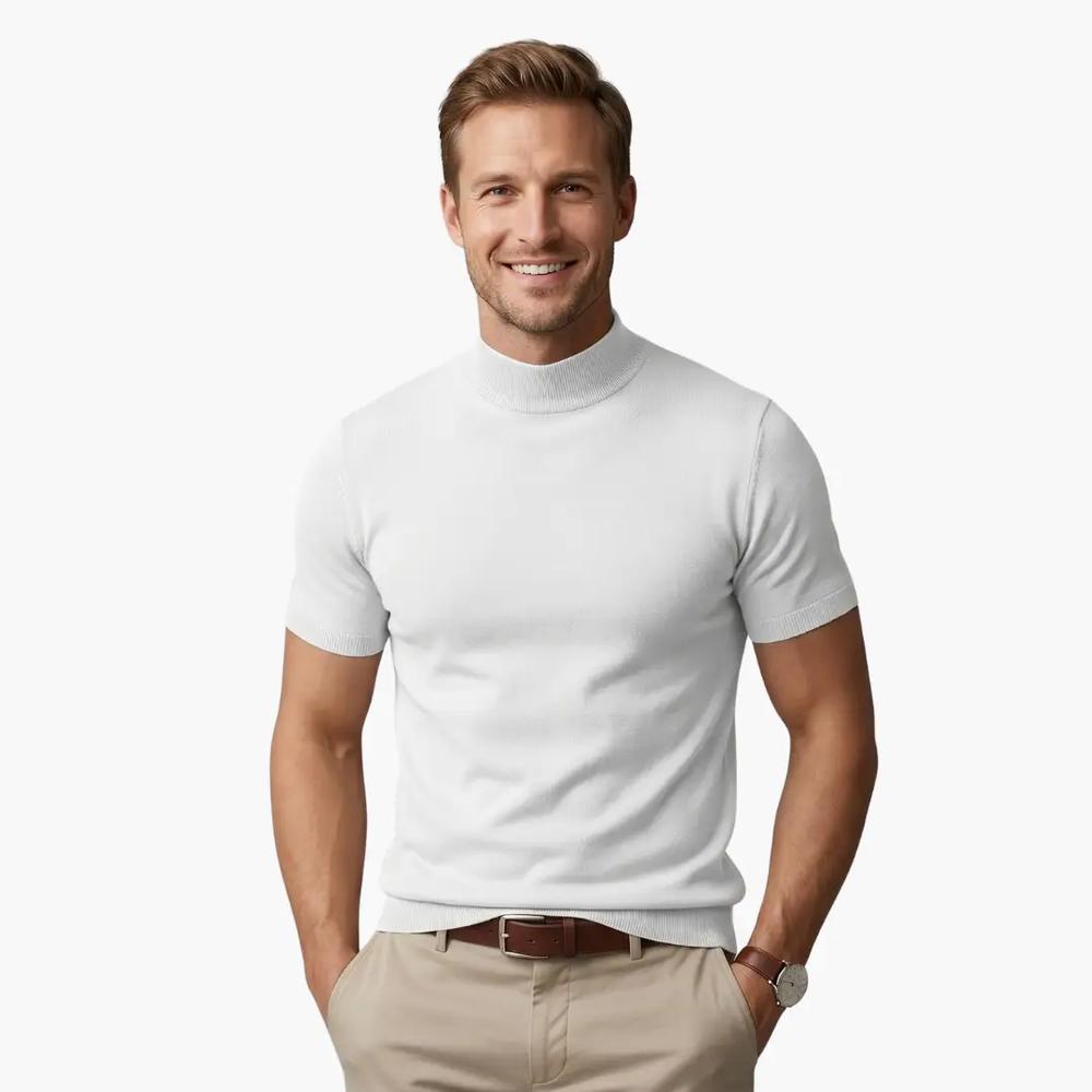 Men's Turtleneck T-Shirt – Short Sleeve & Fitted