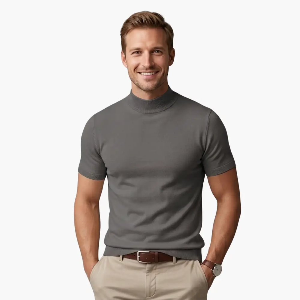 Men's Turtleneck T-Shirt – Short Sleeve & Fitted