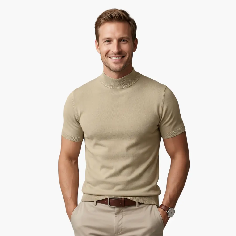 Men's Turtleneck T-Shirt – Short Sleeve & Fitted