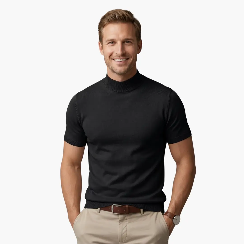 Men's Turtleneck T-Shirt – Short Sleeve & Fitted