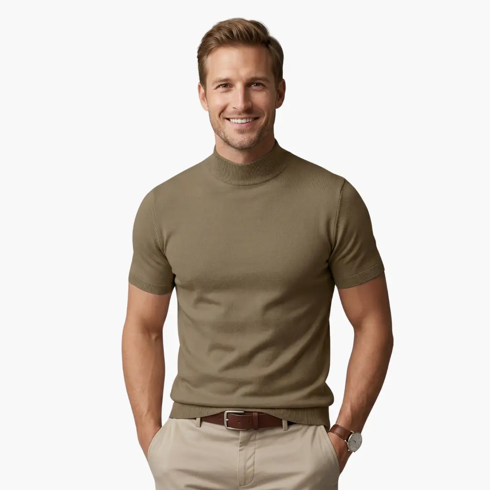 Men's Turtleneck T-Shirt – Short Sleeve & Fitted