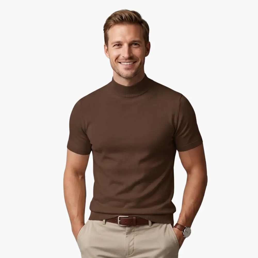 Men's Turtleneck T-Shirt – Short Sleeve & Fitted
