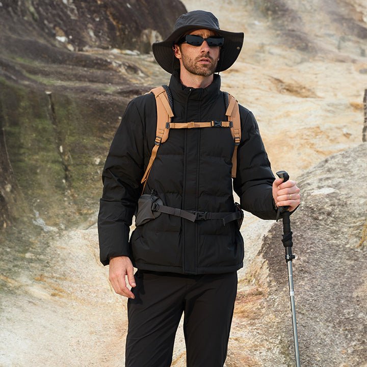 Men's Warm Down Puffer Jacket, Water-Resistant & Windproof