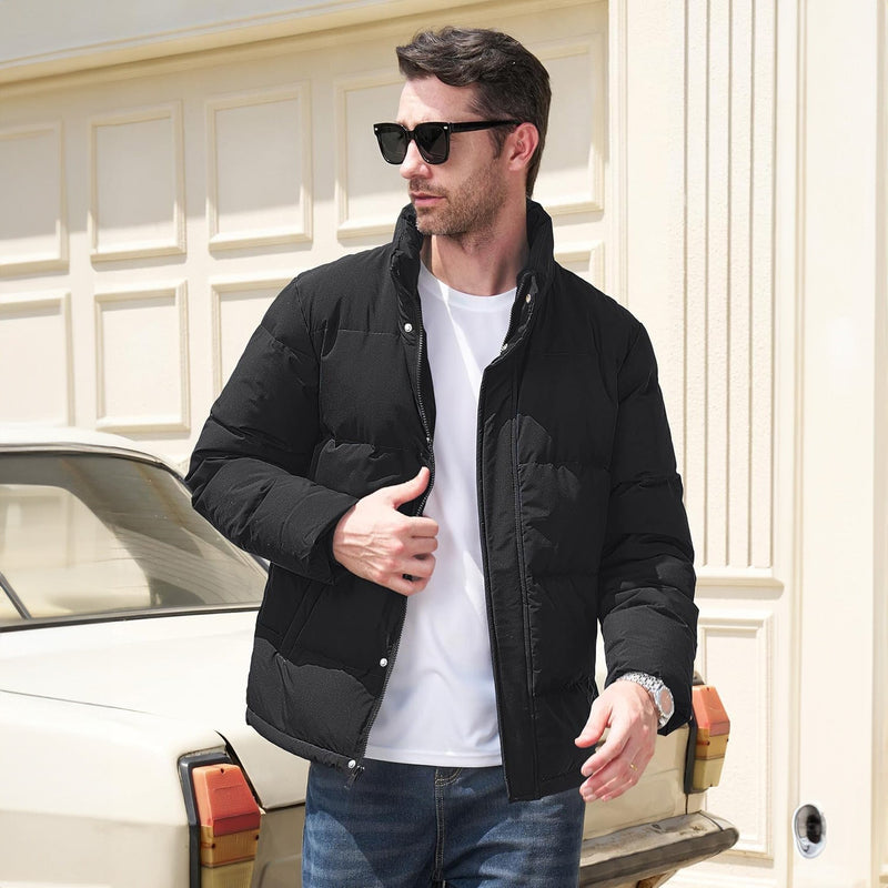 Men's Warm Down Puffer Jacket, Water-Resistant & Windproof