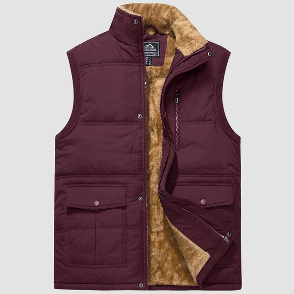 Men's Warm Fleece Lined Vest Outerwear Sleeveless Jacket 0