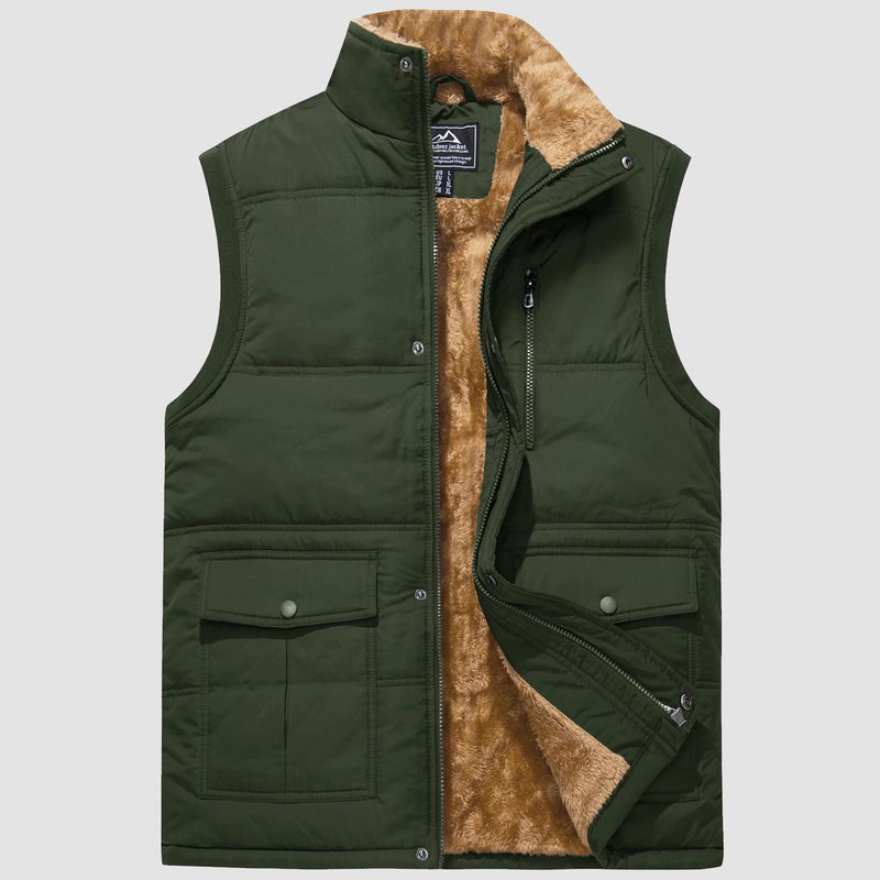 Men's Warm Fleece Lined Vest Outerwear Sleeveless Jacket 10
