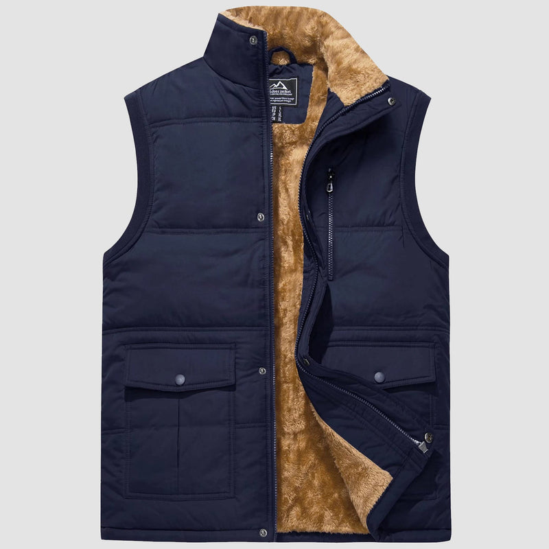 Men's Warm Fleece Lined Vest Outerwear Sleeveless Jacket 2