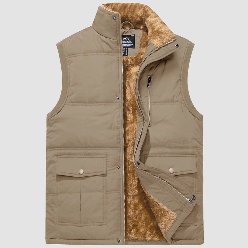 Men's Warm Fleece Lined Vest Outerwear Sleeveless Jacket 4