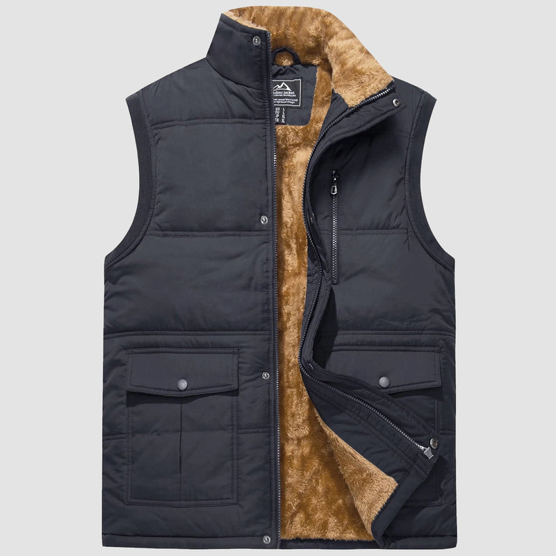 Men's Warm Fleece Lined Vest Outerwear Sleeveless Jacket 8