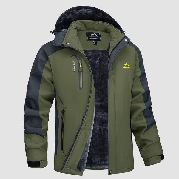 Men's Water Resistant Ski Jacket - Fleece Lined Parka with Pockets