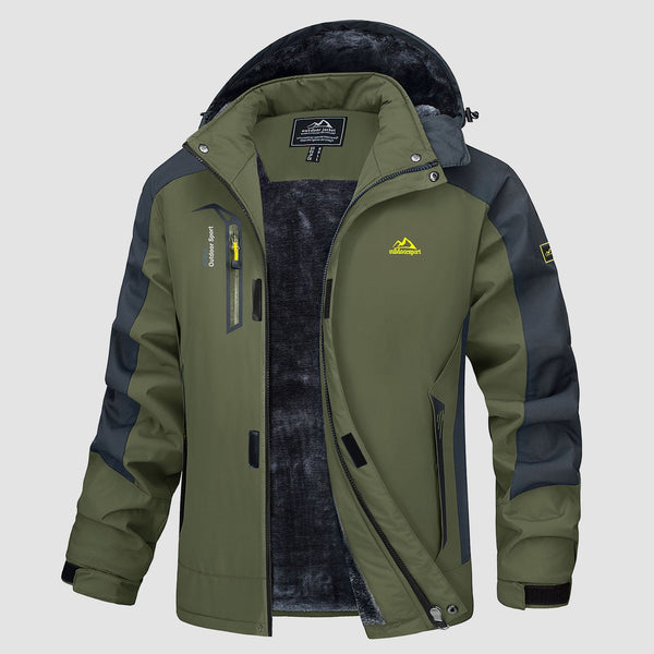 Men's Water Resistant Ski Jacket - Fleece Lined Parka with Pockets