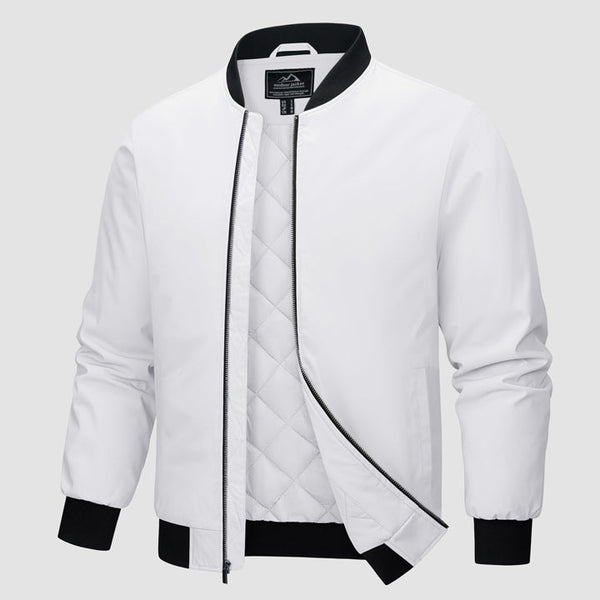 Men's Winter Bomber Jacket, Quilted & Windproof Zip-Up Coa