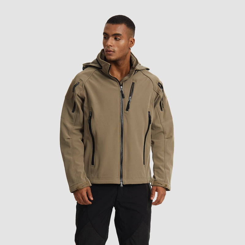 Men's Winter Tactical Jacket - 8 Pockets, Hooded, Water & Wind Resistant