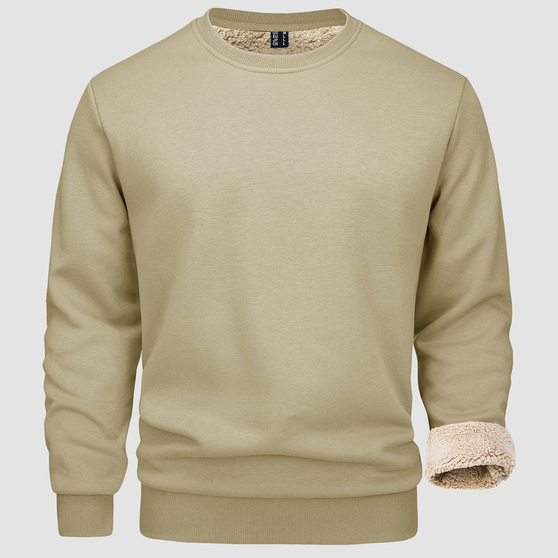 Men's  Basic Pullover Crewneck Sweater Fleece Lined Sweatshirt 12