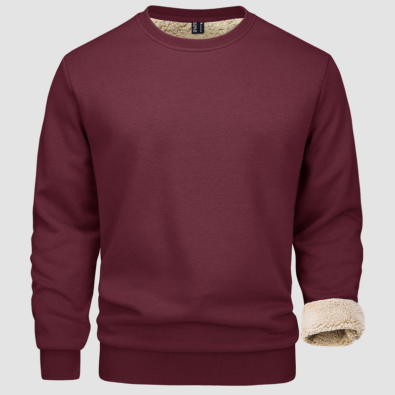 Men's  Basic Pullover Crewneck Sweater Fleece Lined Sweatshirt 14