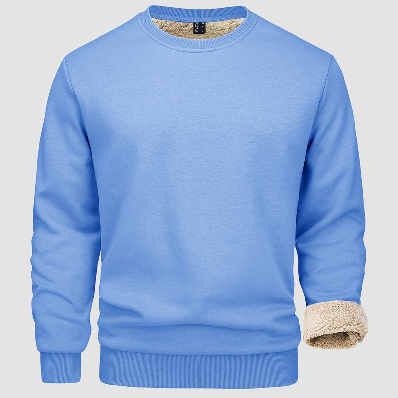 Men's  Basic Pullover Crewneck Sweater Fleece Lined Sweatshirt 16