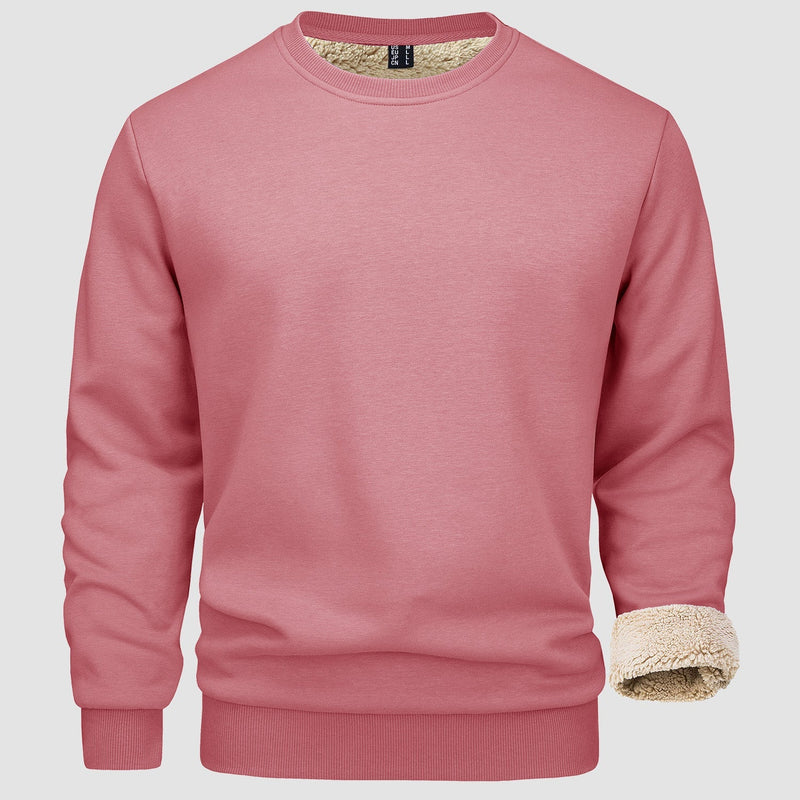 Men's  Basic Pullover Crewneck Sweater Fleece Lined Sweatshirt 17