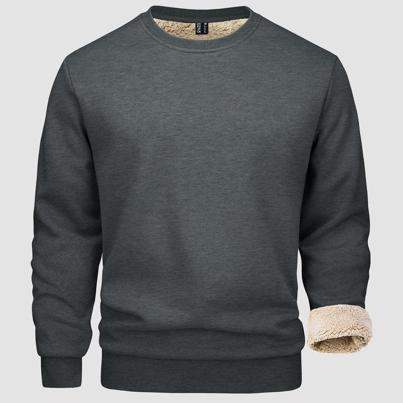 Men's  Basic Pullover Crewneck Sweater Fleece Lined Sweatshirt 18