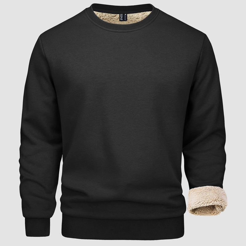 Men's  Basic Pullover Crewneck Sweater Fleece Lined Sweatshirt 20