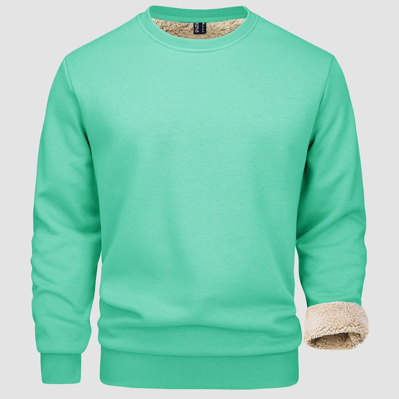 Men's  Basic Pullover Crewneck Sweater Fleece Lined Sweatshirt 21