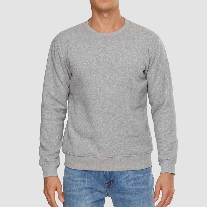 Men's  Basic Pullover Crewneck Sweater Fleece Lined Sweatshirt 4