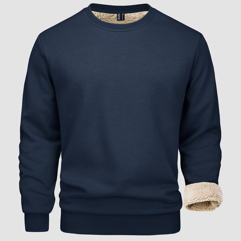 Men's  Basic Pullover Crewneck Sweater Fleece Lined Sweatshirt 5