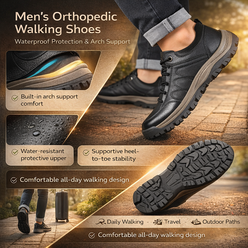 Men's Walking Shoes – Orthopedic, Waterproof & Arch Support