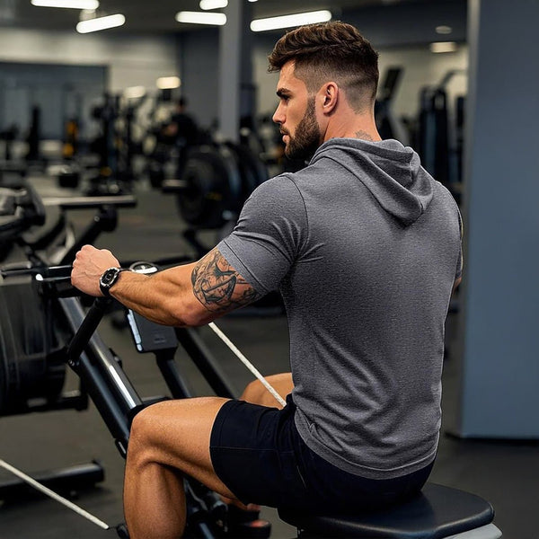 Mens Fashion Athletic Hoodies T-shirt Sport Sweatshirt Solid Color