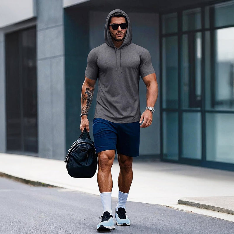 Mens Fashion Athletic Hoodies T-shirt Sport Sweatshirt Solid Color