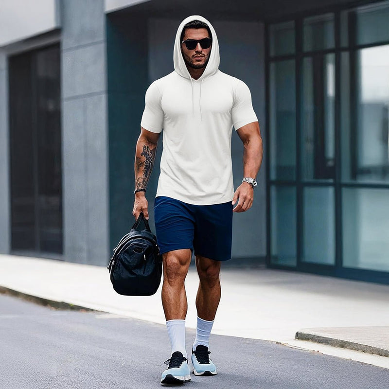 Mens Fashion Athletic Hoodies T-shirt Sport Sweatshirt Solid Color