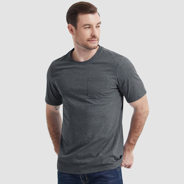 Mens T Shirts Short Sleeve Pocket Cotton Crewneck Tee Regular Fit 0