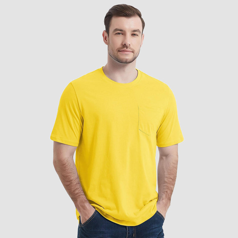 Mens T Shirts Short Sleeve Pocket Cotton Crewneck Tee Regular Fit 10