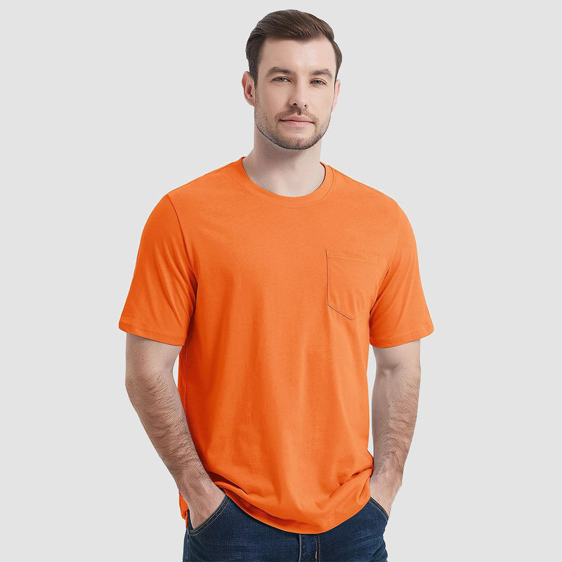 Mens T Shirts Short Sleeve Pocket Cotton Crewneck Tee Regular Fit 13