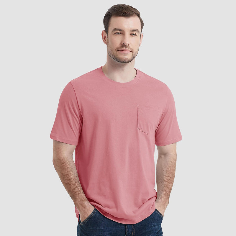 Mens T Shirts Short Sleeve Pocket Cotton Crewneck Tee Regular Fit 14