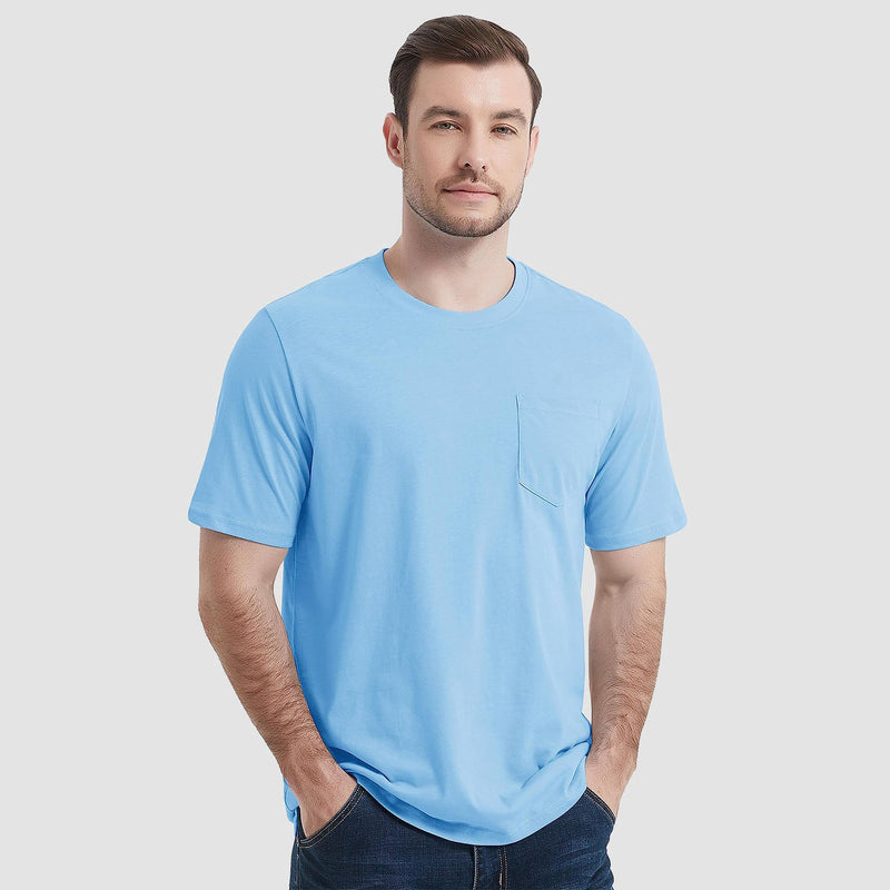 Mens T Shirts Short Sleeve Pocket Cotton Crewneck Tee Regular Fit 15