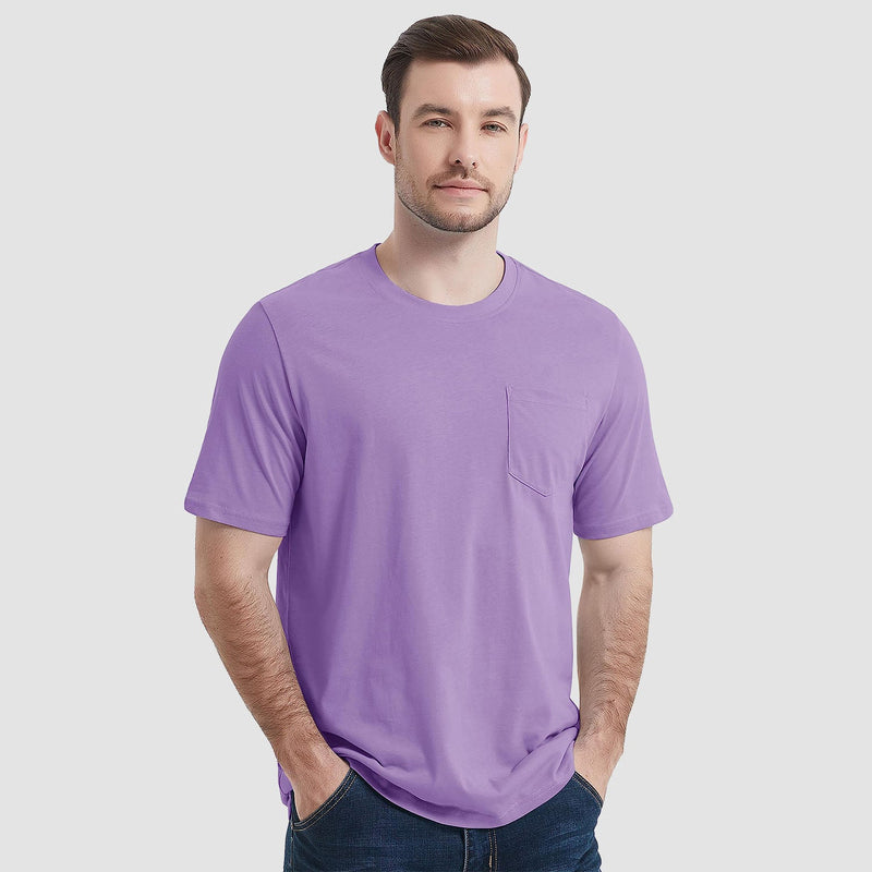 Mens T Shirts Short Sleeve Pocket Cotton Crewneck Tee Regular Fit 19